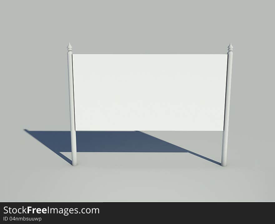 Blank billboard with shadow on a gray background