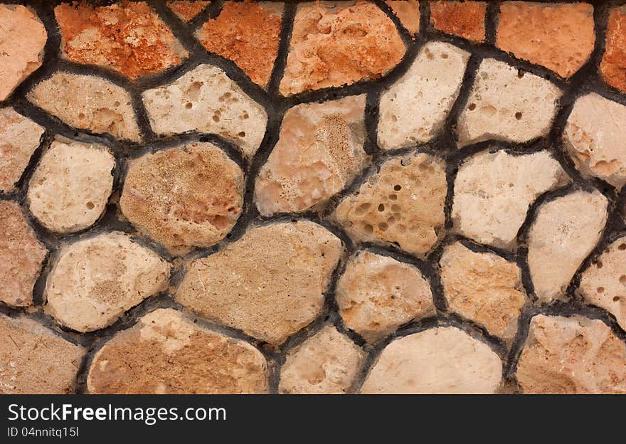 Abstract background with old stone wall. Closeup of stone wall use for construction business and designers.