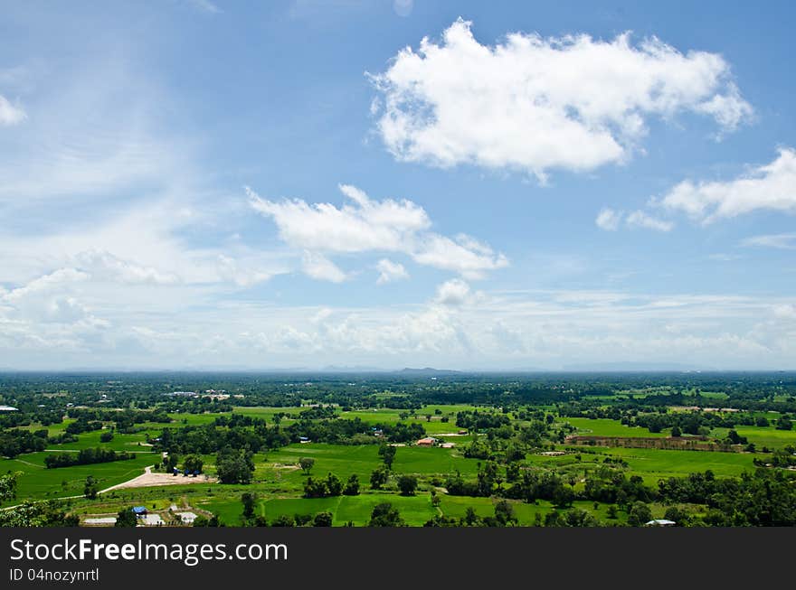 Aerial View Of A Rural Region And Farmland.