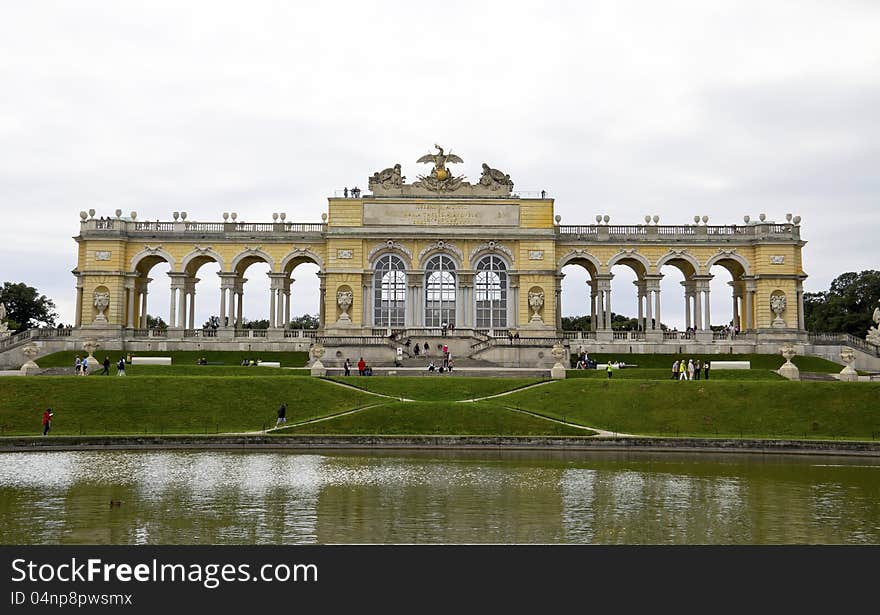 View on Gloriette structure in Schonbrunn Palace in Vienna, Austria