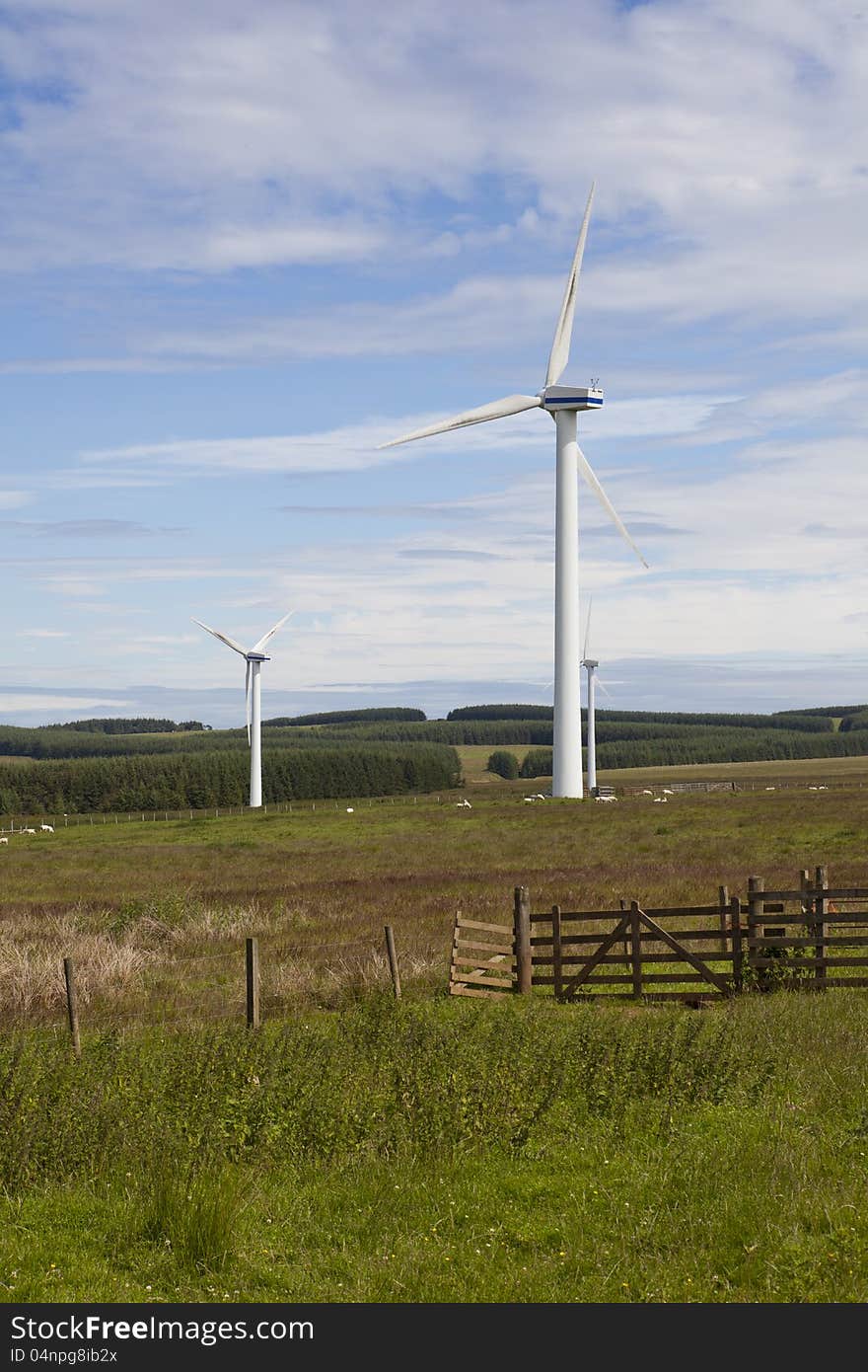 A wind turbine farm.