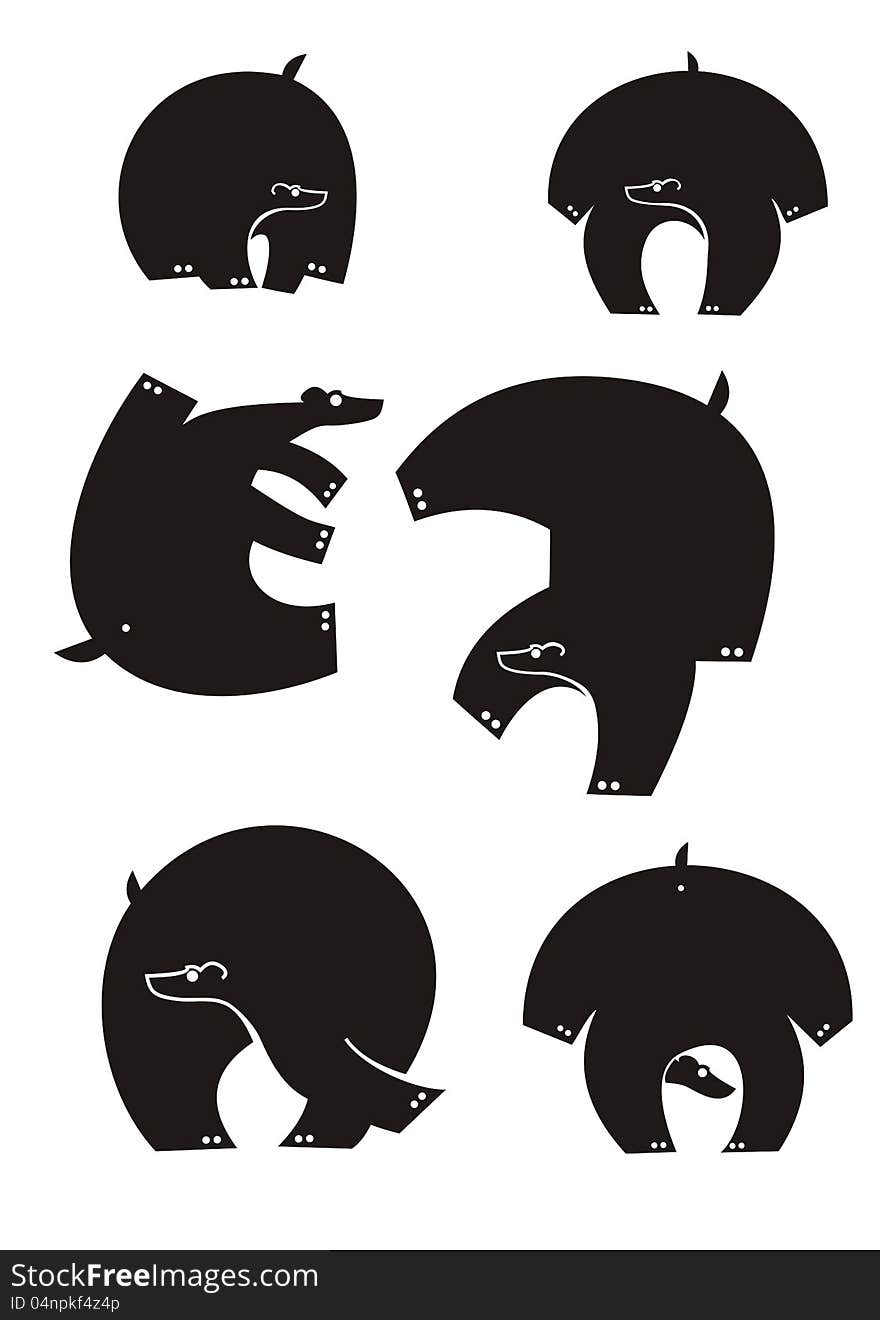 Vector bear silhouettes collection for your design