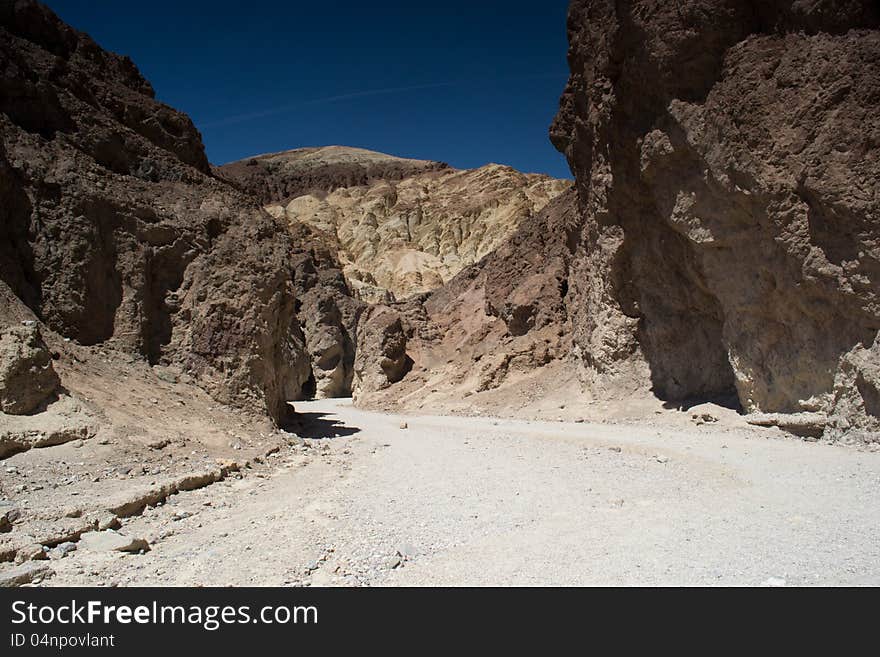 Death valley national park,california,USA-august 3,2012:view of the valley.Golden canyon entrance