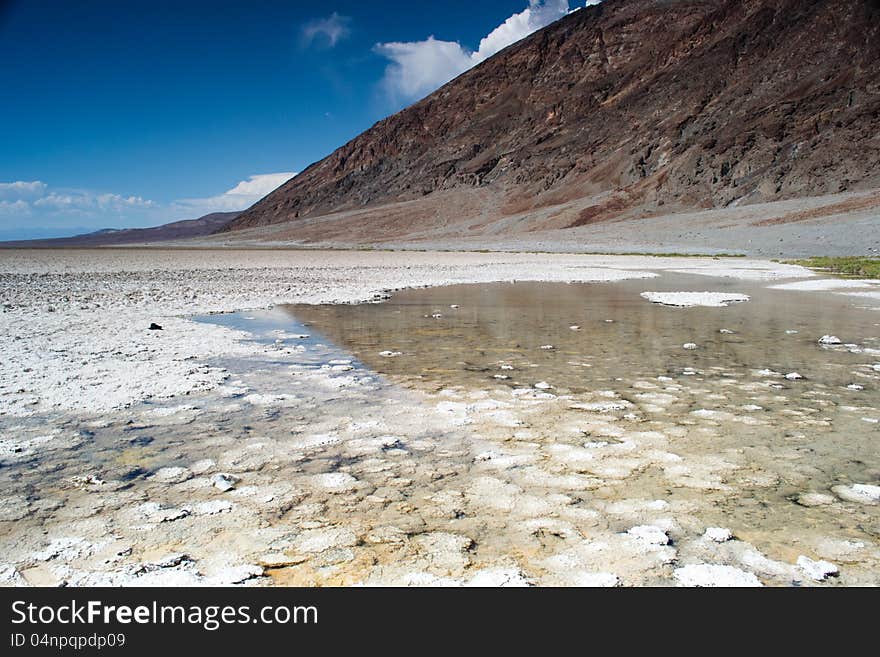 Death valley national park,california,USA-august 3,2012: badwater,a salt flat under the sea level