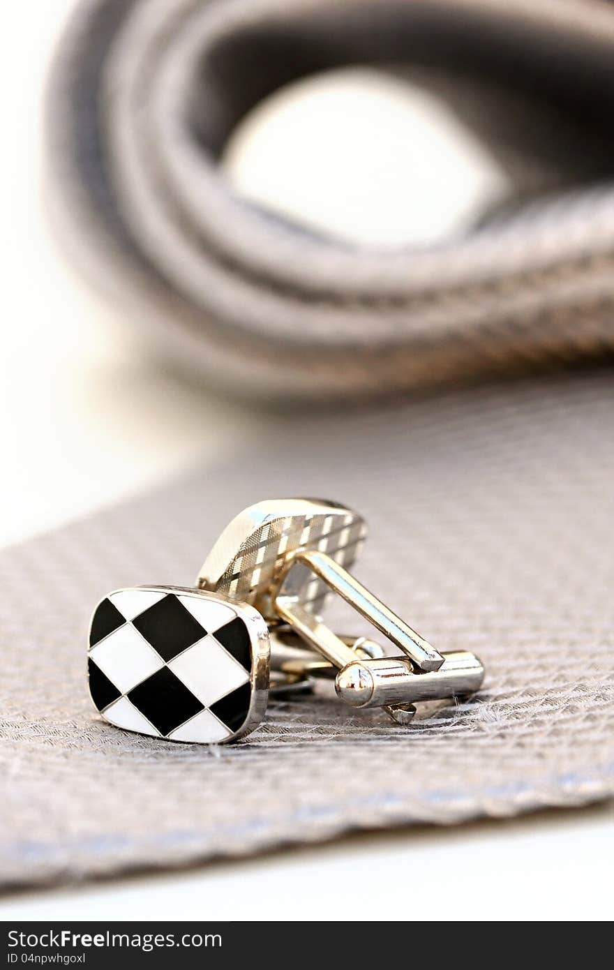 Black and white checked cufflinks