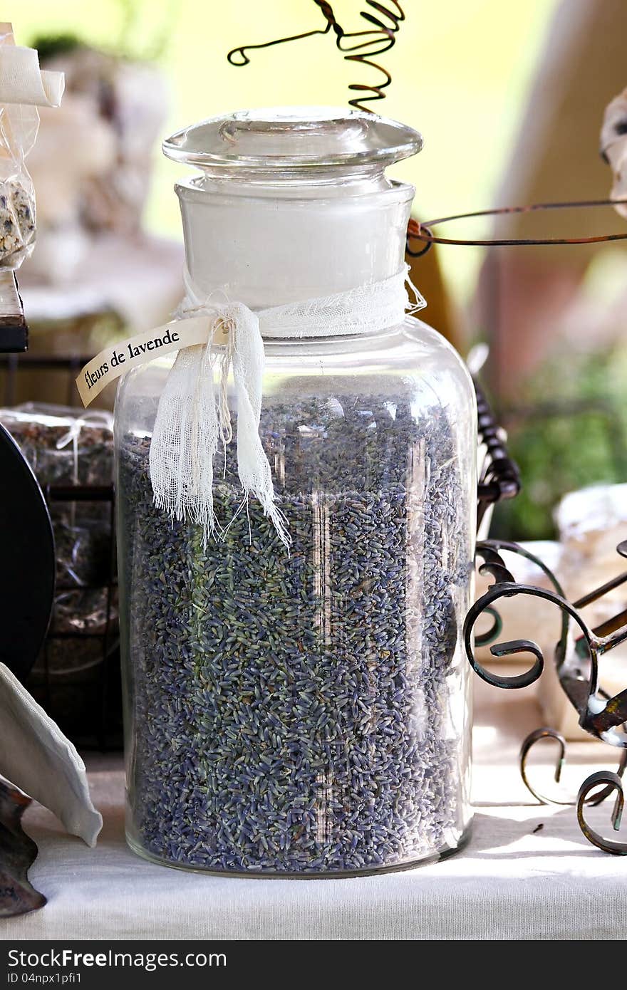 Lavender in a glass jar. Lavender in a glass jar