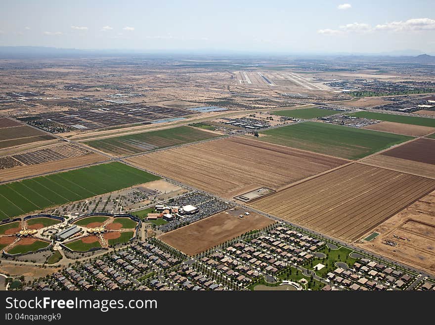 Phoenix-Mesa Gateway Airport and surrounding area. Phoenix-Mesa Gateway Airport and surrounding area