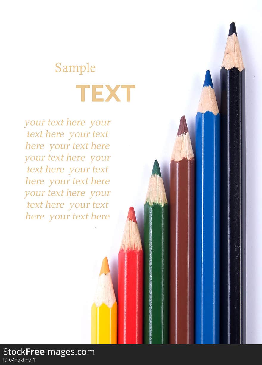 Color pencils isolated on white background