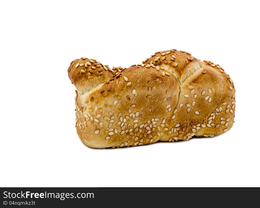 Loaf of challah isolated on white