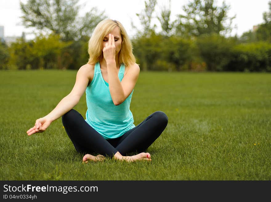 Young Girl Doing Yoga Outdoor