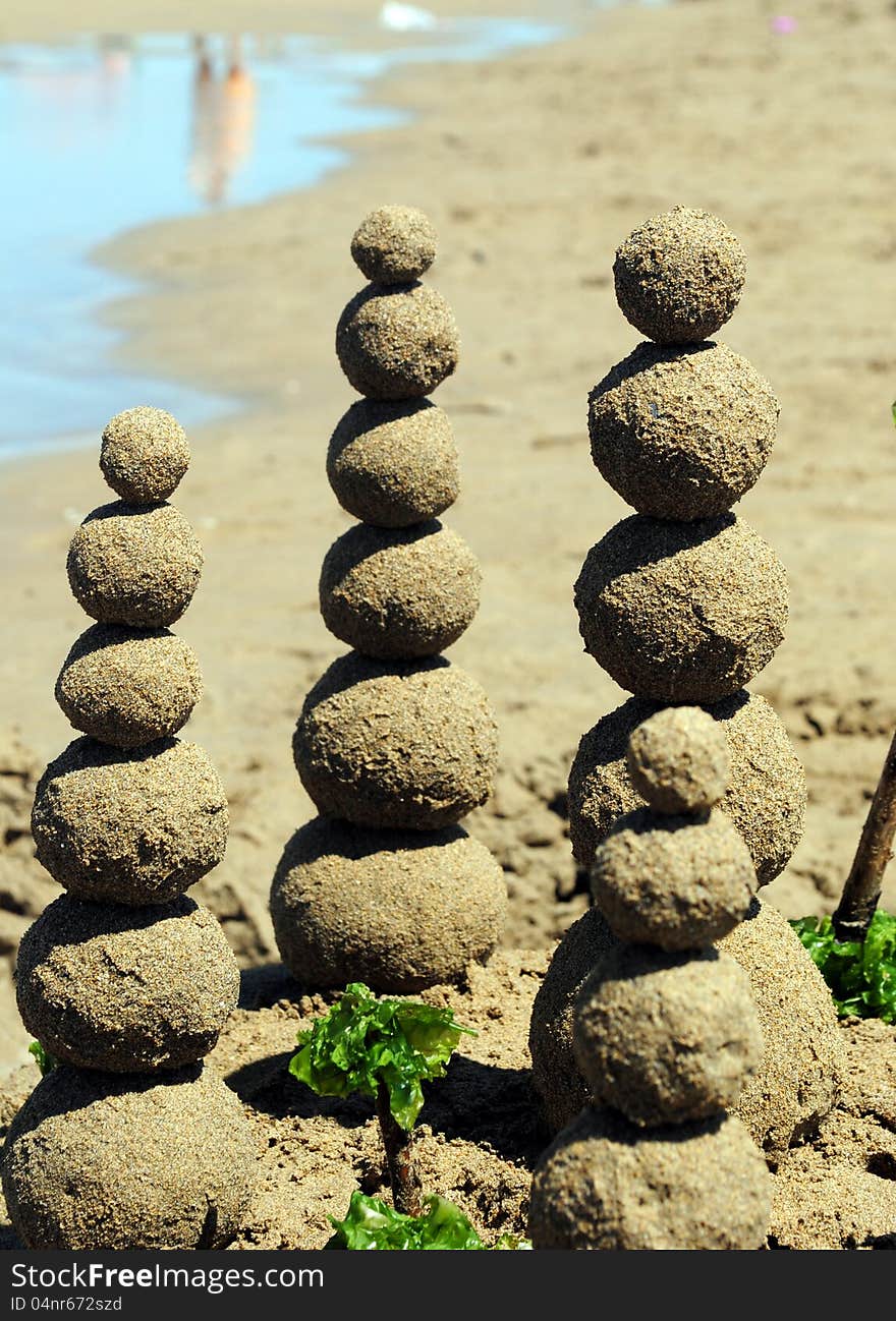 Sand balls on the beach