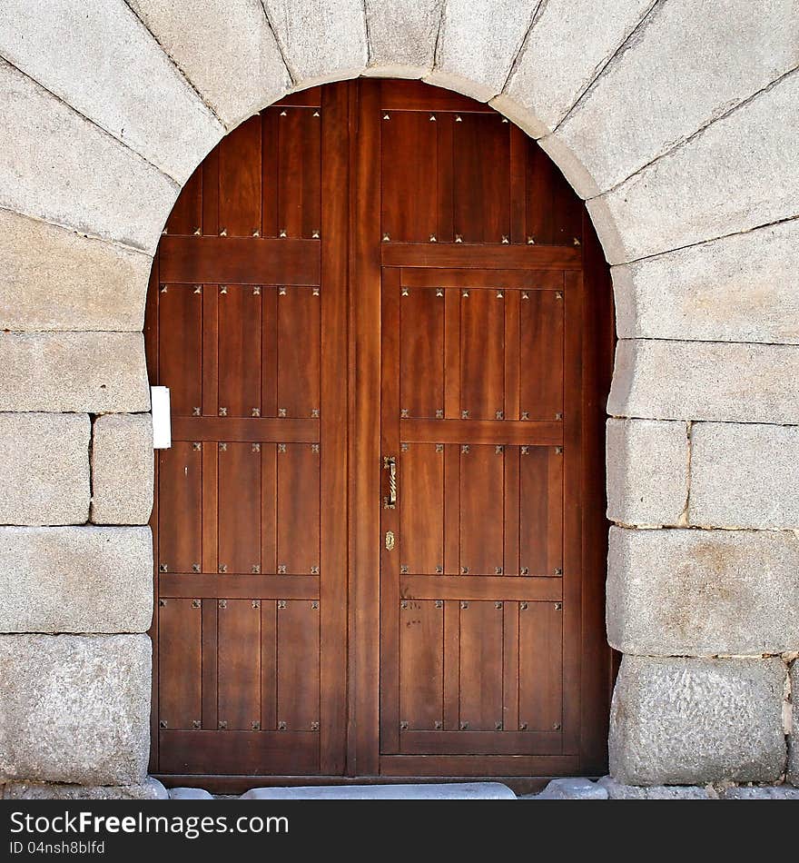 Wooden gate in Segovia, Spain