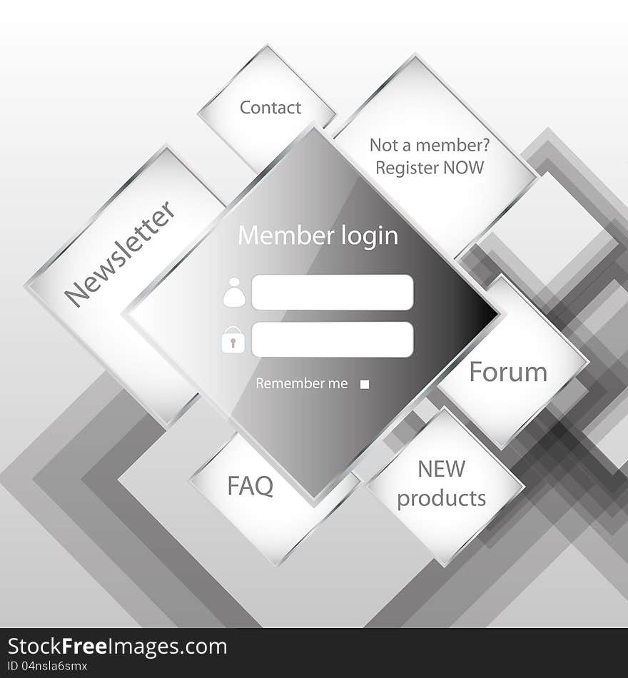 Modern web card login form. Modern web card login form