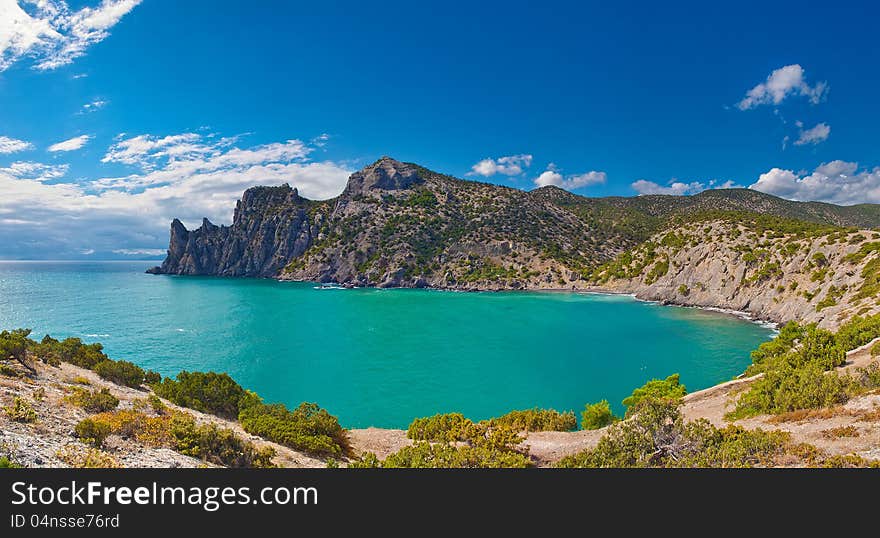 Blue lagoon in summer, Ukraine, Crimea, Noviy Svet