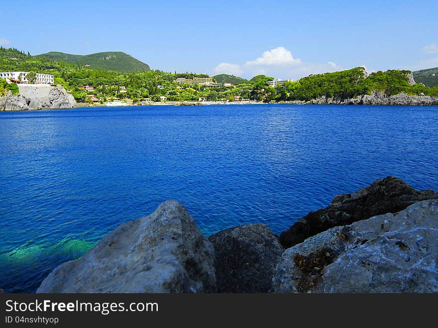 A nice bay in Kerkira, greece in sunny day. A nice bay in Kerkira, greece in sunny day