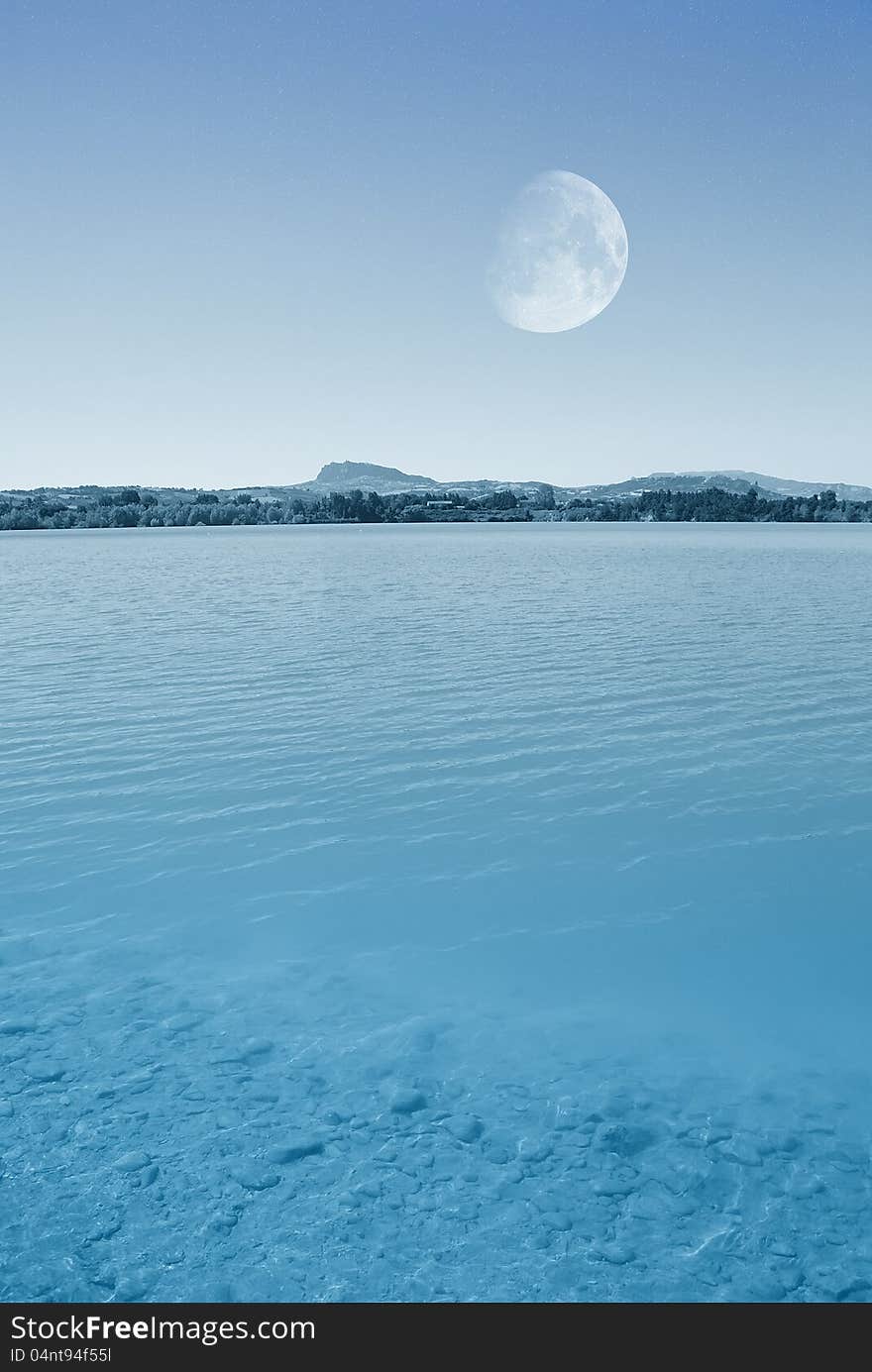 Full moon over the lake