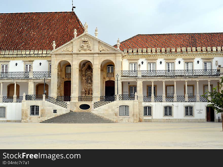 Facade of the main building of the Coimbra University - Portugal. It was founded on 1290 and it is one of the oldest university of the world