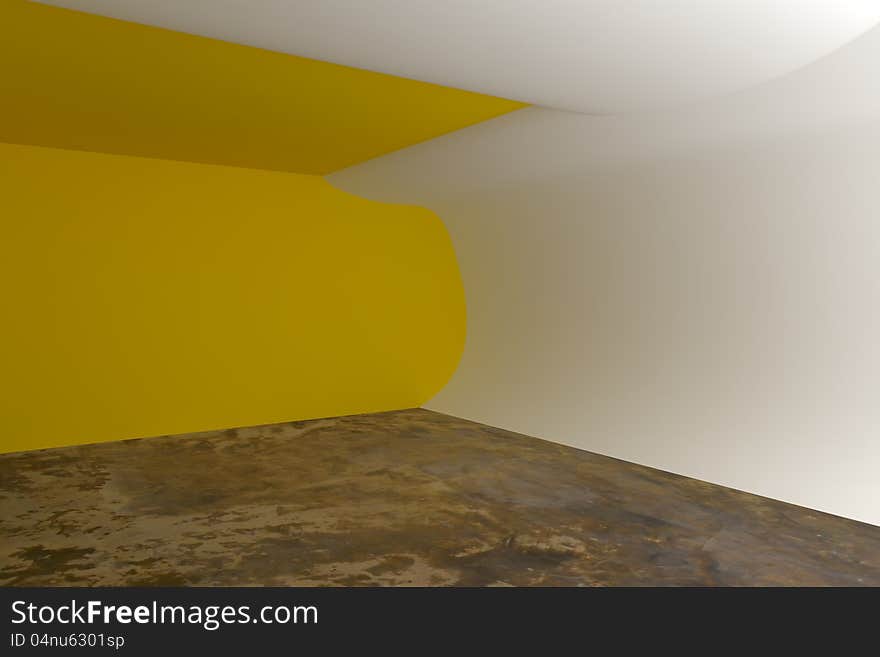 Abstract yellow curve wall