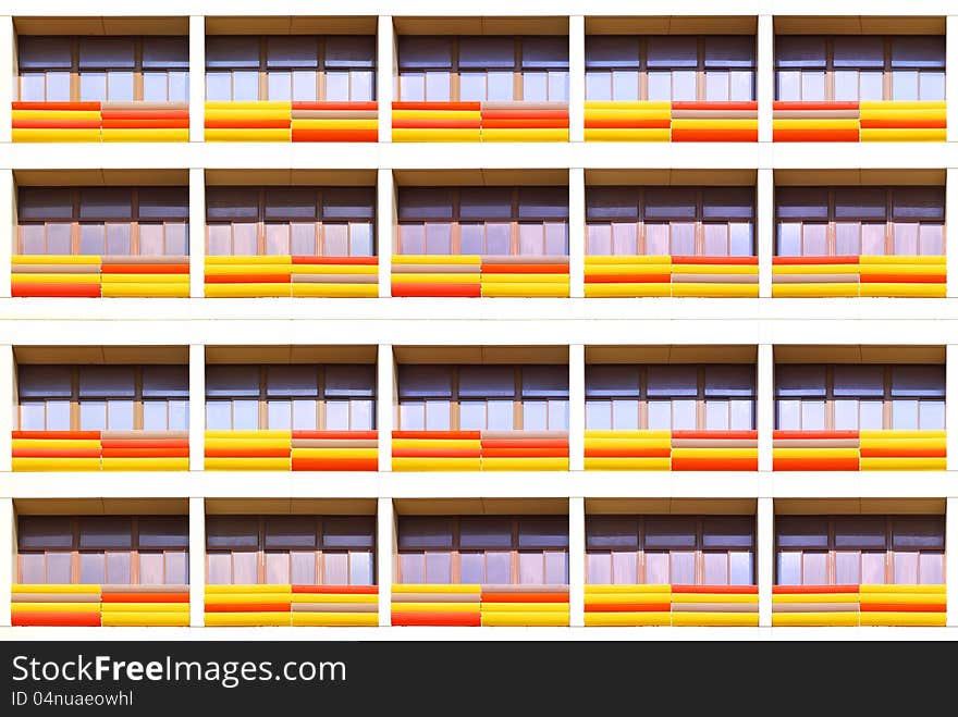 Background made of color striped balconies. Background made of color striped balconies