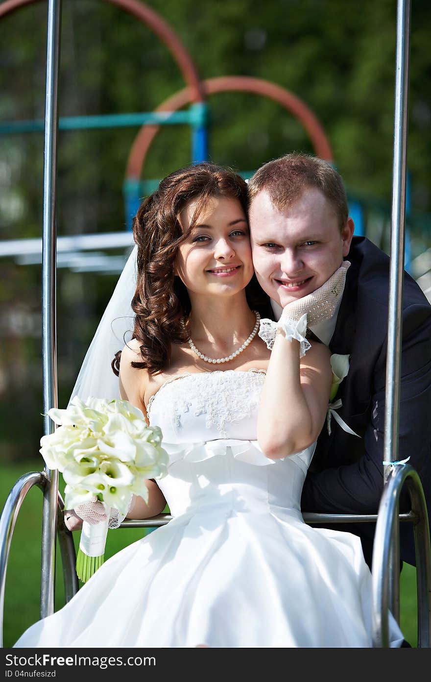 Happy bride and groom in wedding day