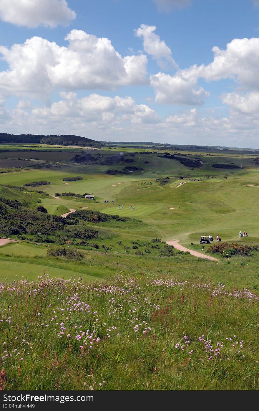 View over golf course to sea, Sheringham, North Norfolk. View over golf course to sea, Sheringham, North Norfolk