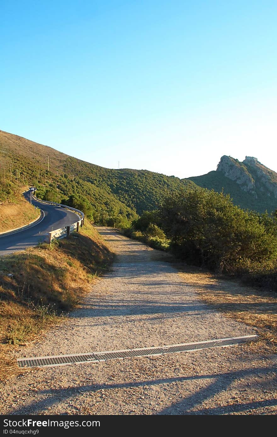 Summer view of mountain road on Elba Island - Italy.