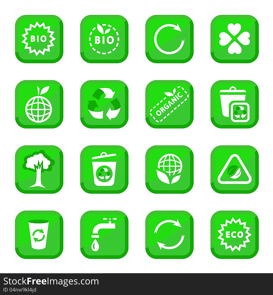 Environmental Icon Set for web and mobile. All elements are grouped.