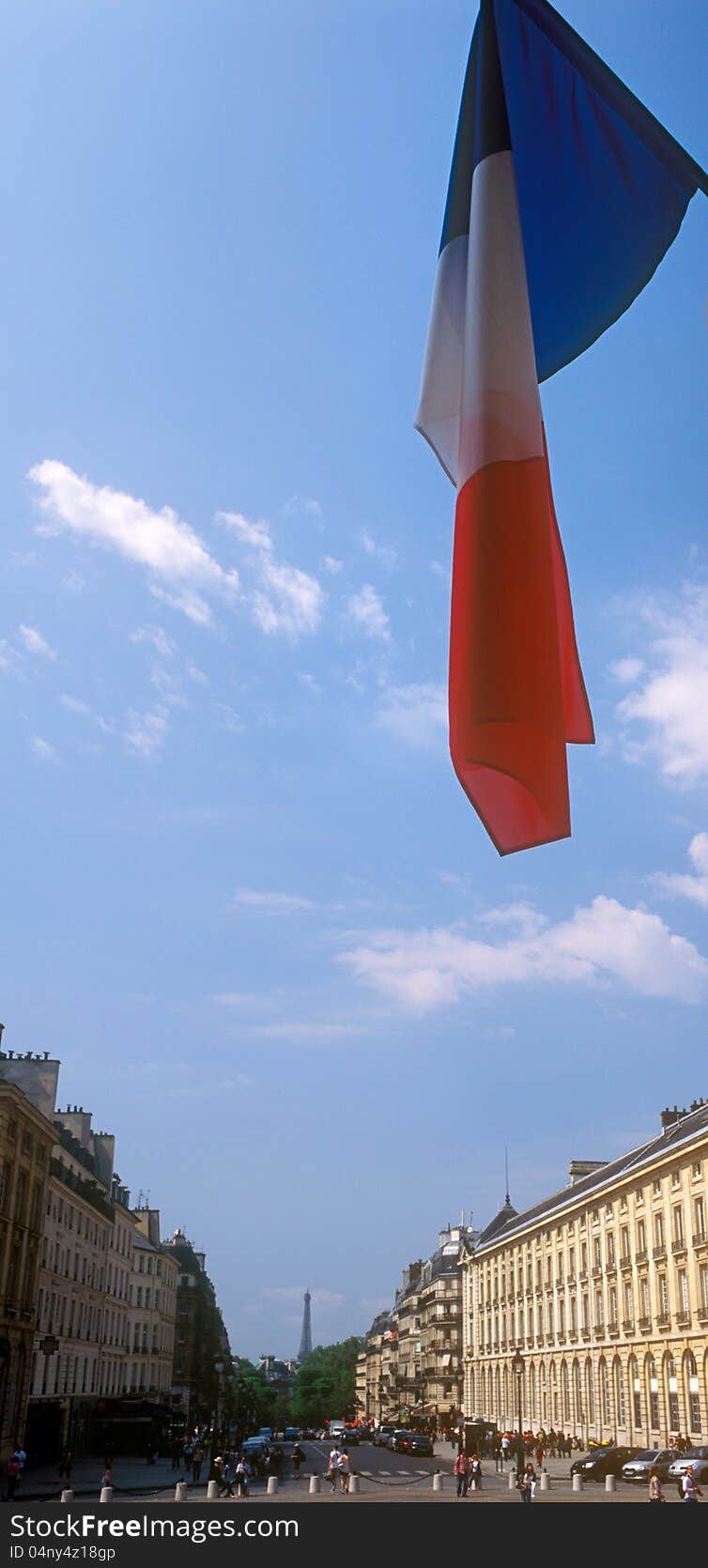 French Flag Over A Paris.