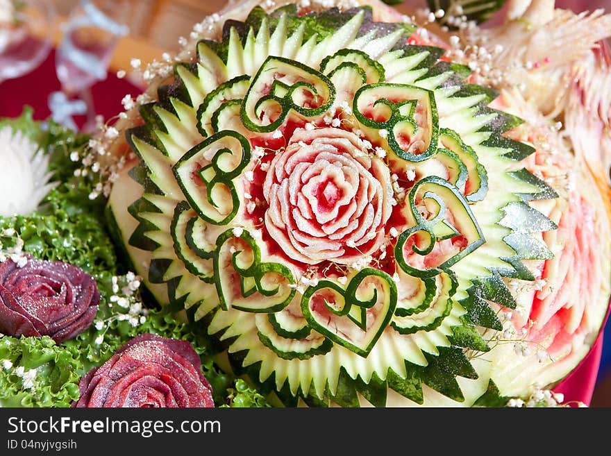 Pattern Is Cut On The Watermelon