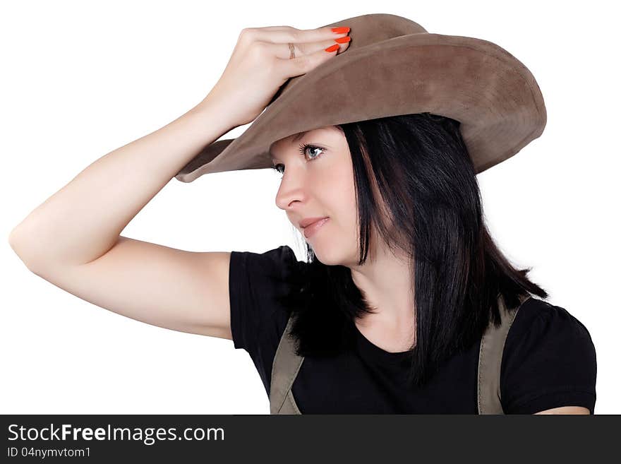 Portrait of a pretty girl with a hat