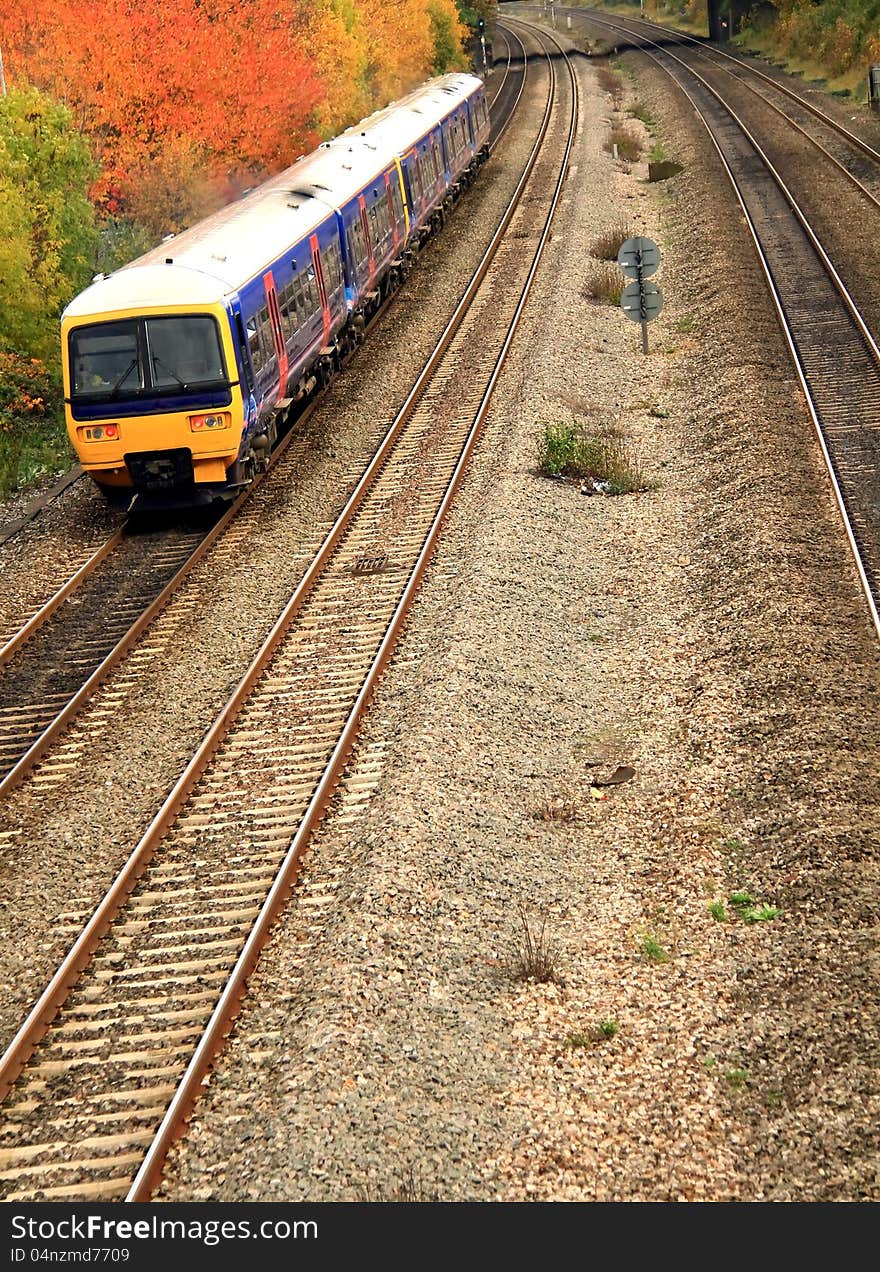 Image of a train on its way to the countryside