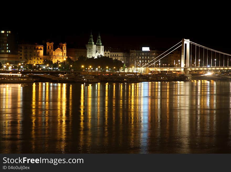 Details night view of panorama Budapest, Hungary