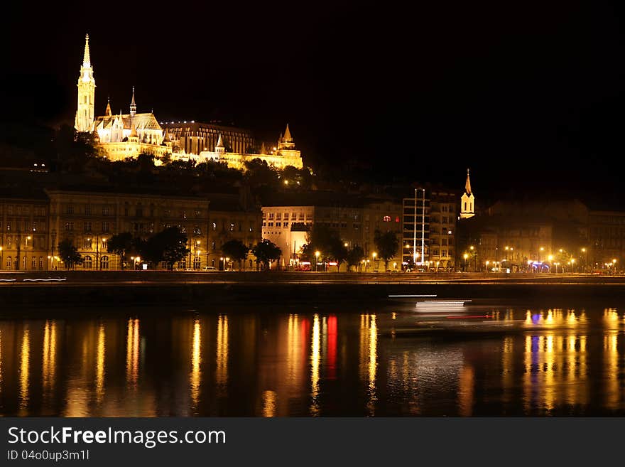 Details night view of panorama Budapest, Hungary