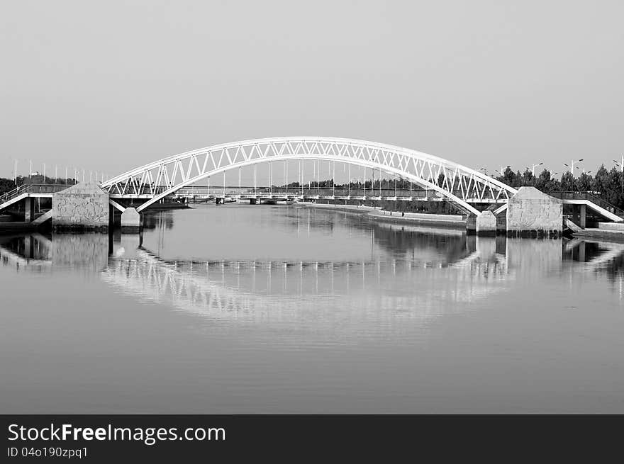 Artificial river across the railway bridge. Artificial river across the railway bridge