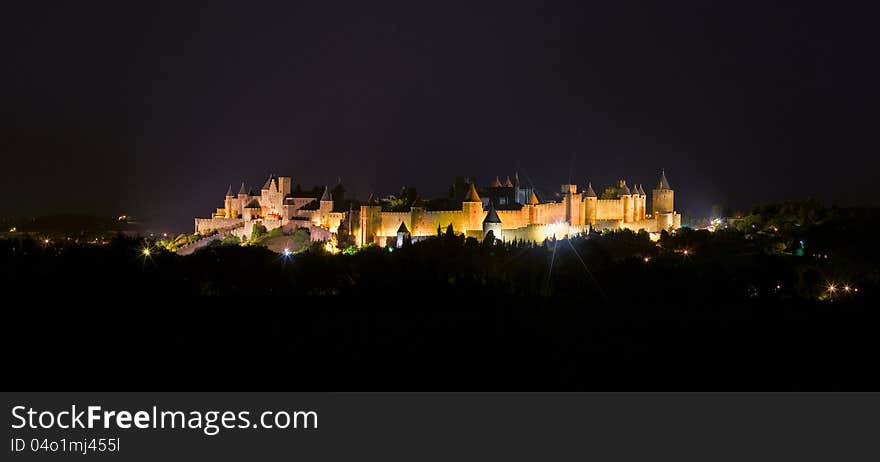 Carcassonne Castle At Night