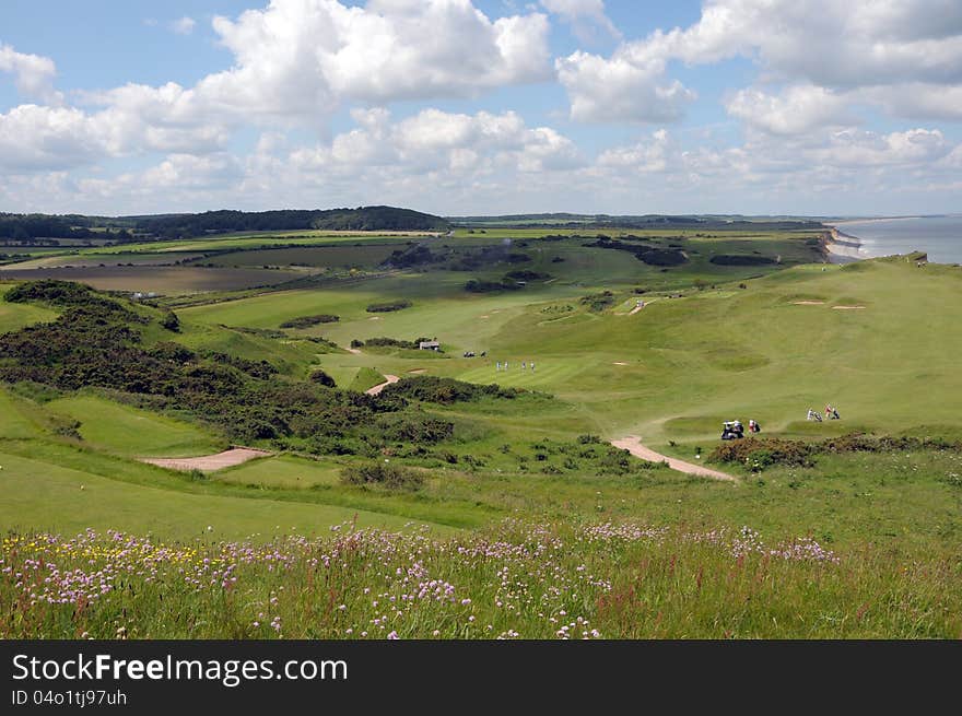 View over golf course to sea, Sheringham, North Norfolk. View over golf course to sea, Sheringham, North Norfolk