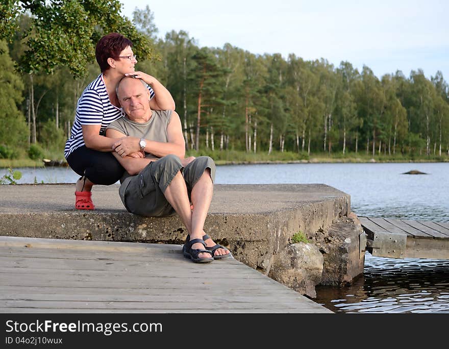 Seniors couple outdor portrait