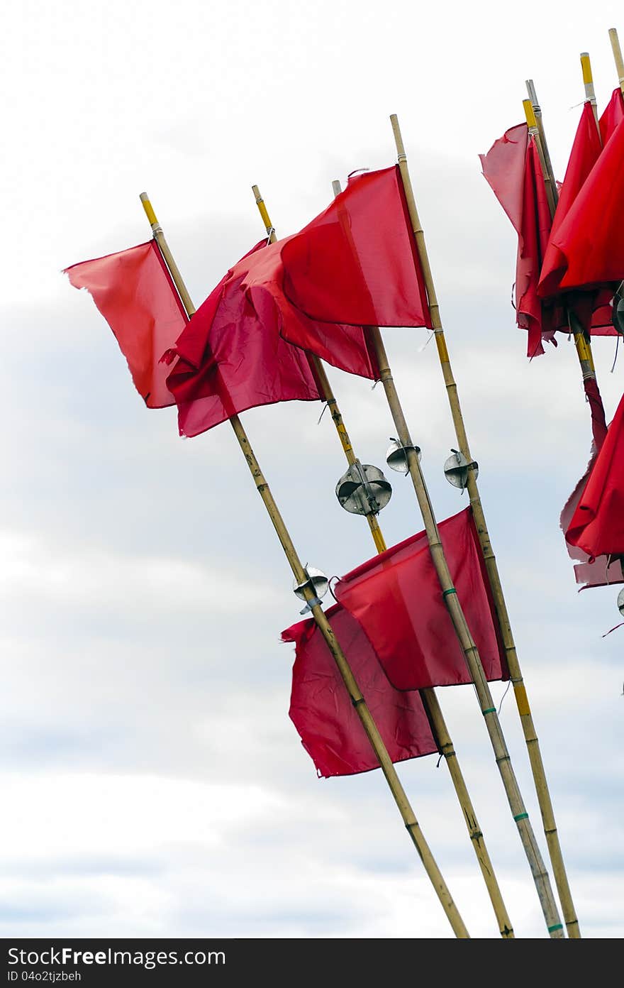 Red flags waving in the wind