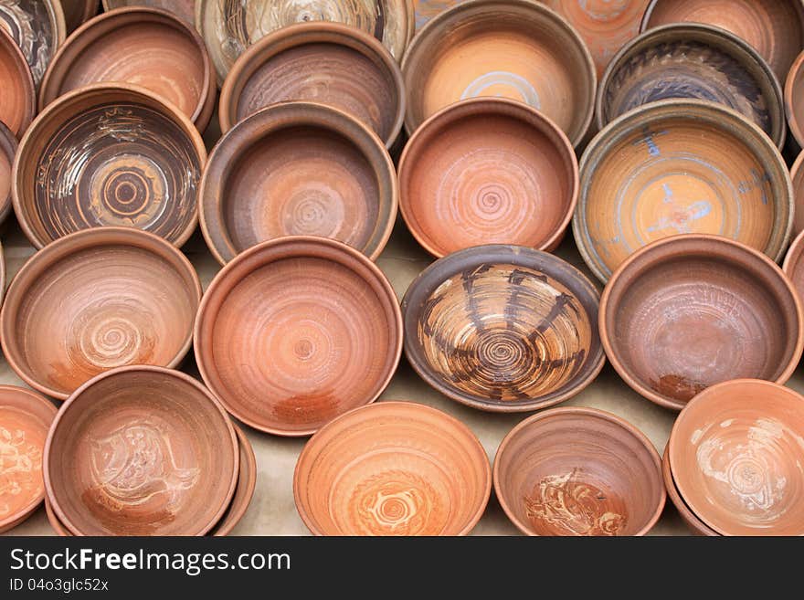 Beautiful earthenware in the market