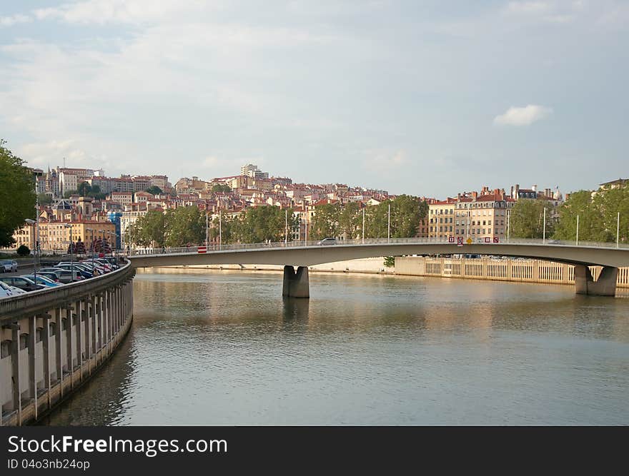 Alphonse Juin bridge, Saone river, Lyon, France