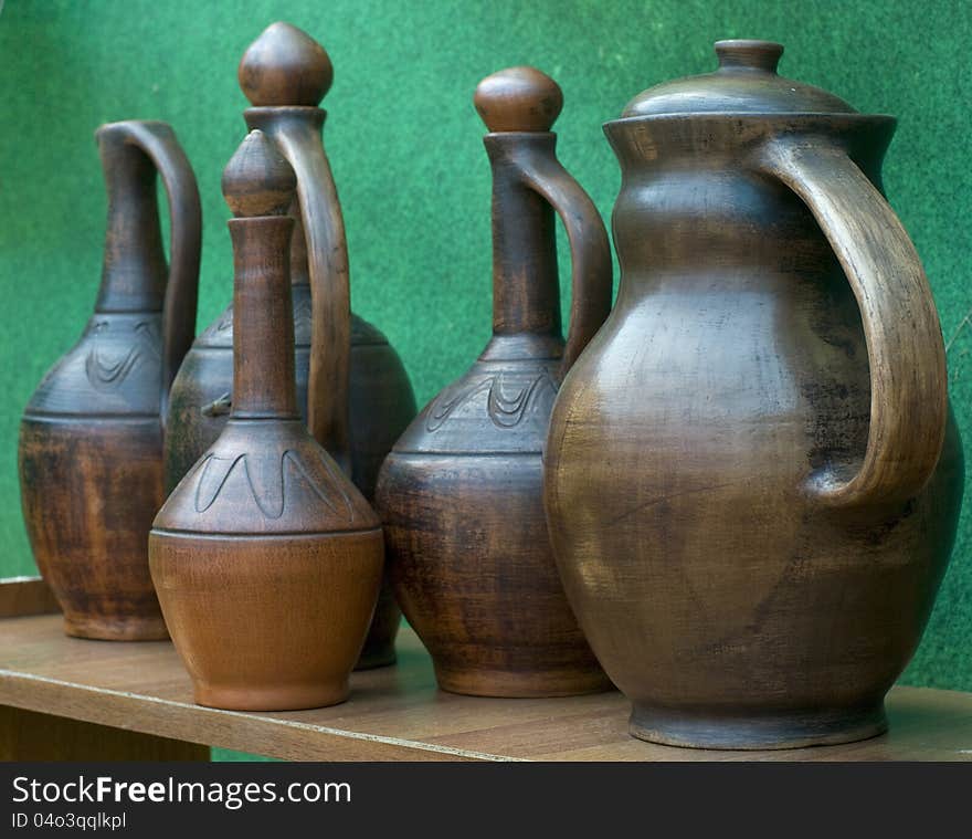 Ceramics are for sale at an outdoor market