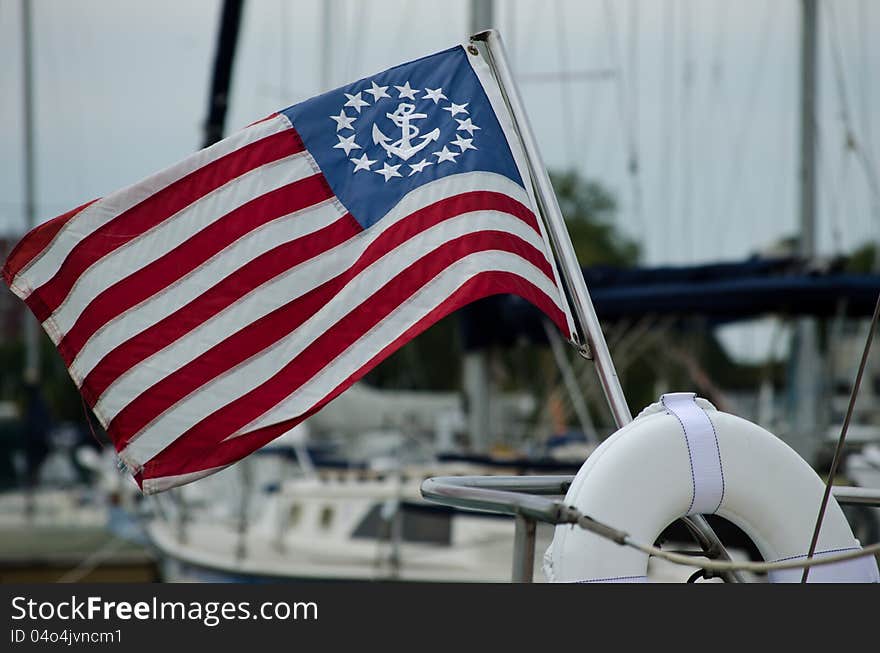 Nautical flag blowing in the wind