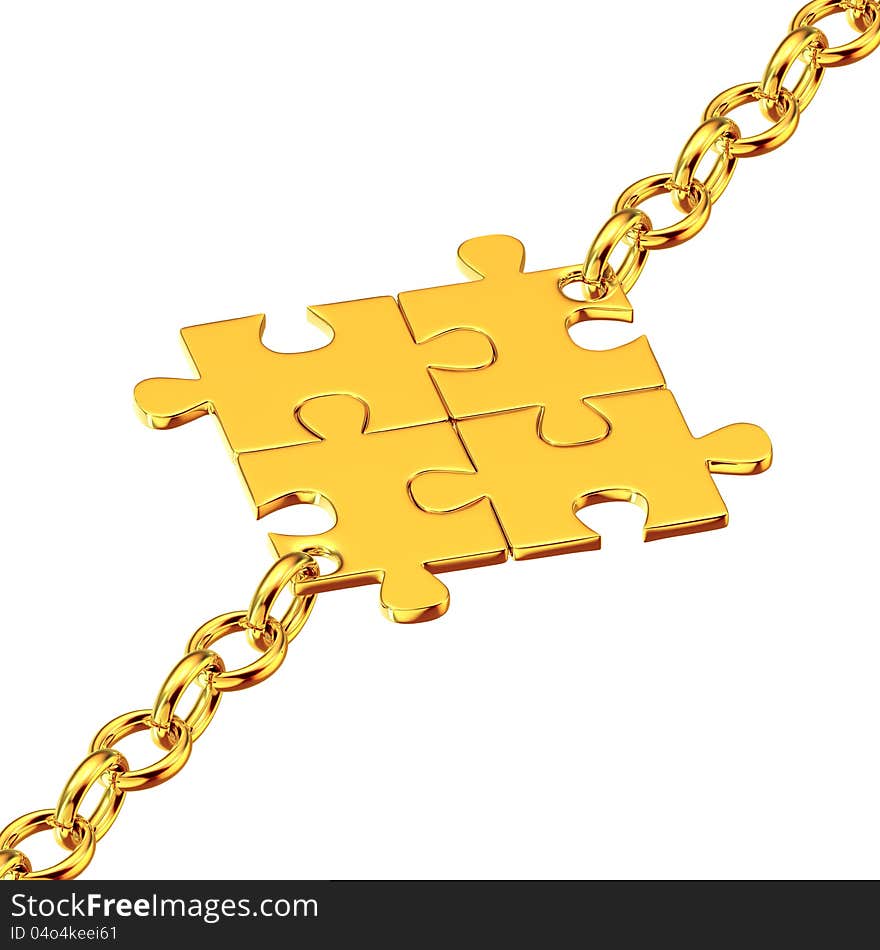 Shiny gold chains with the collected puzzles