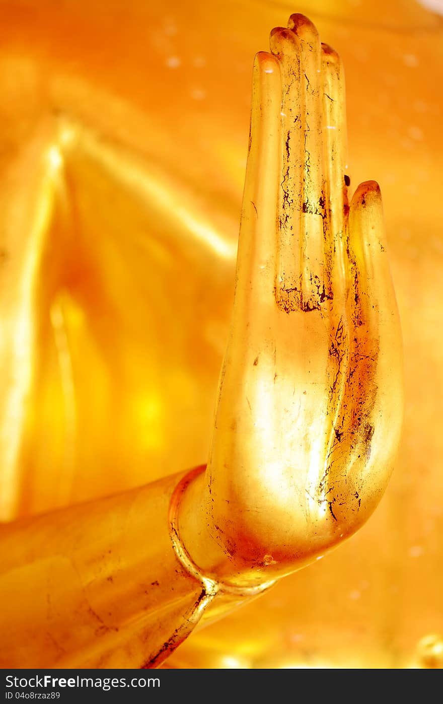 Golden Hand Of Buddha Statue,