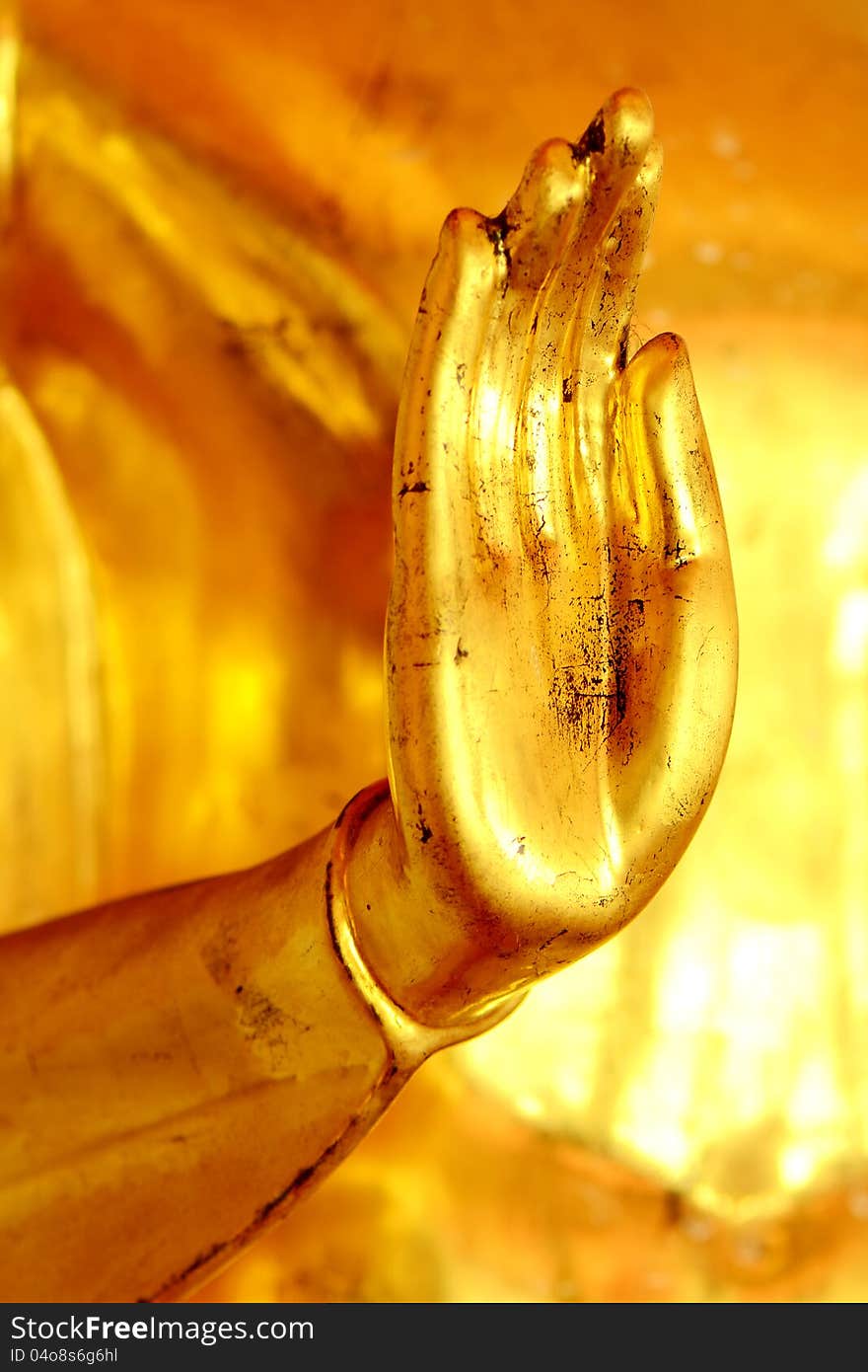 Golden Hand Of Buddha Statue,