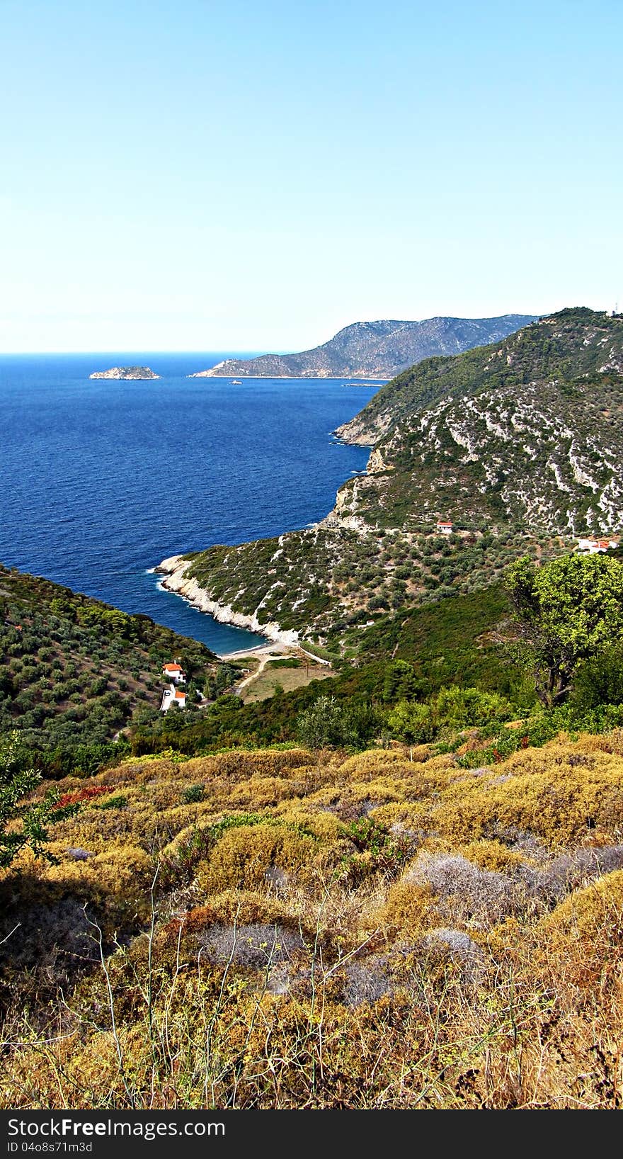 Land and sea view from Palio Chorio, Alonisos of Greece