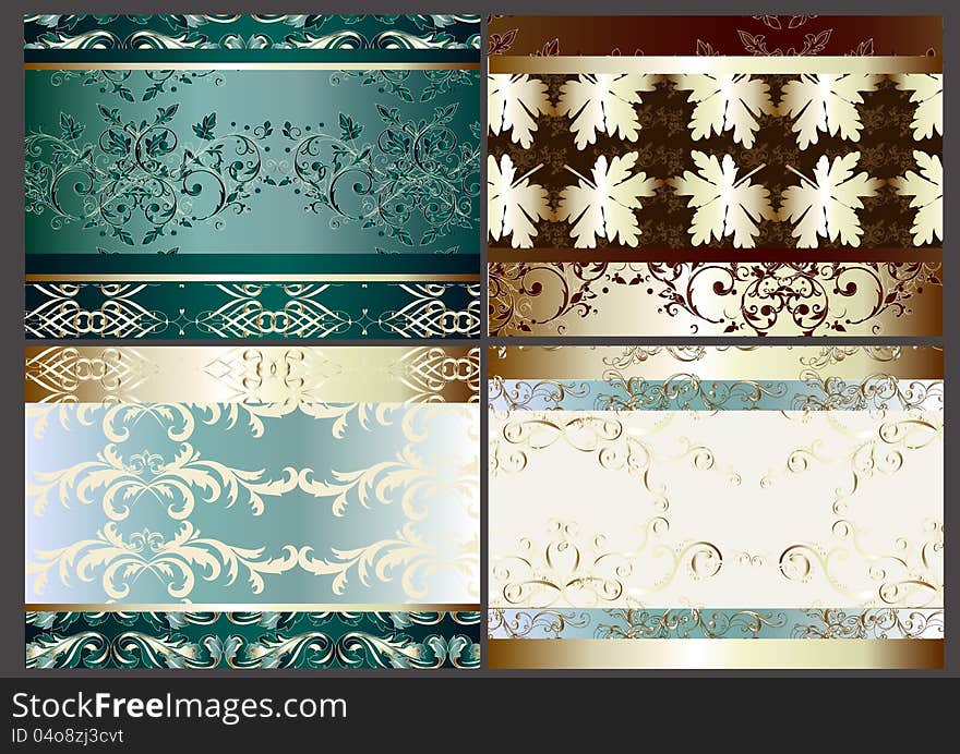 Vector set of four seamless wallpaper design elements. Vector set of four seamless wallpaper design elements