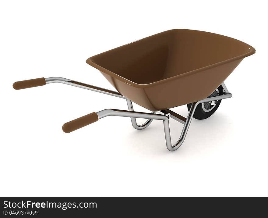 Garden wheelbarrow  on white background