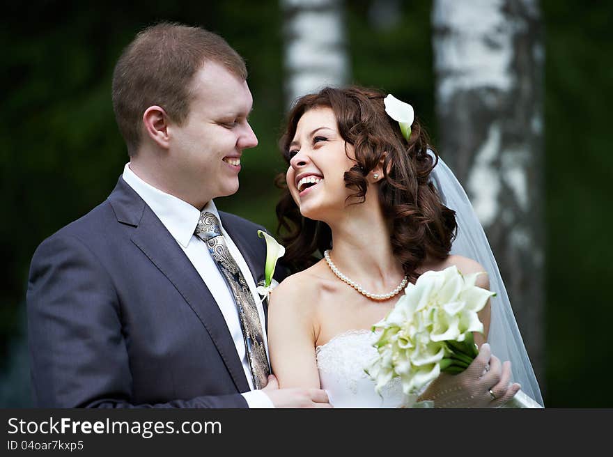 Portrait bride and groom