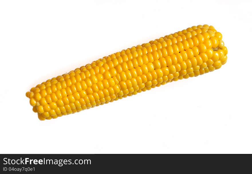 A boiled corn on white background.